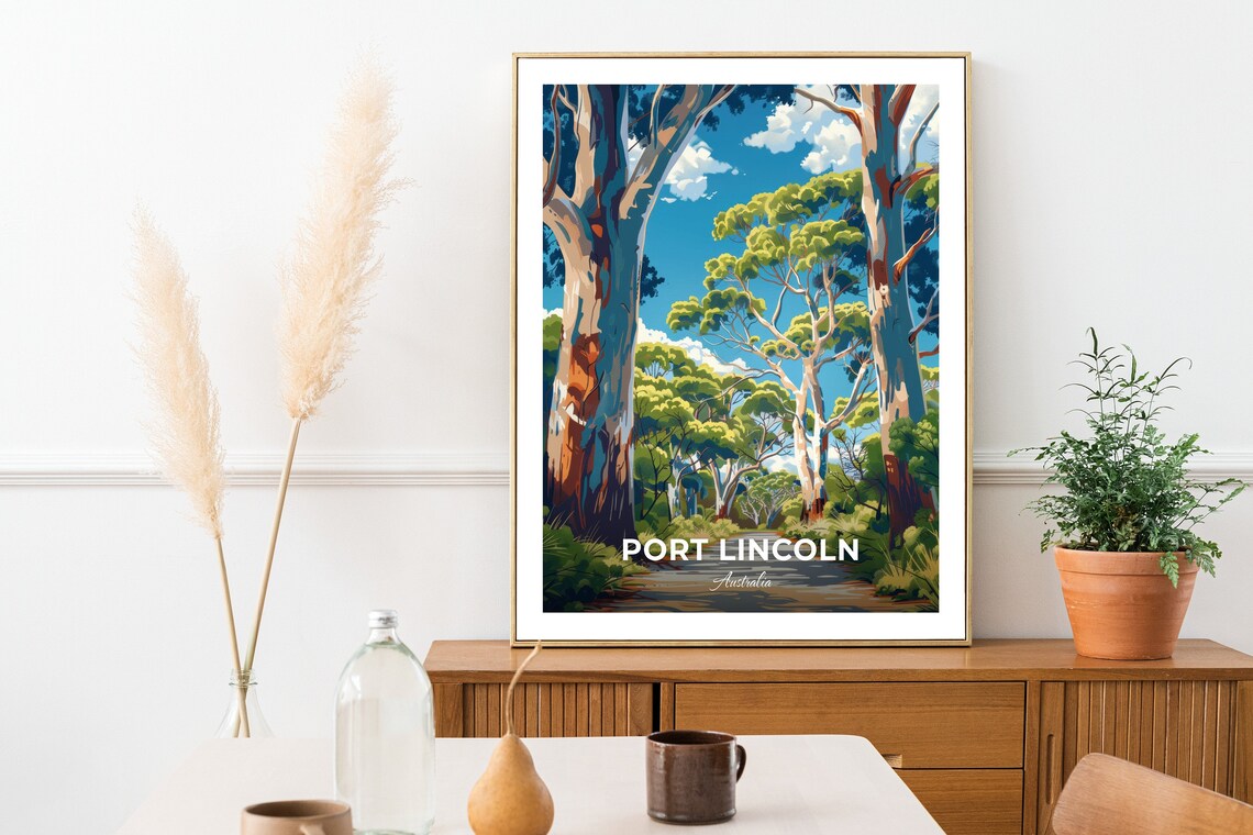 Port Lincoln Australia Towering Gum Trees on a Forest Path Travel Poster - Image 3