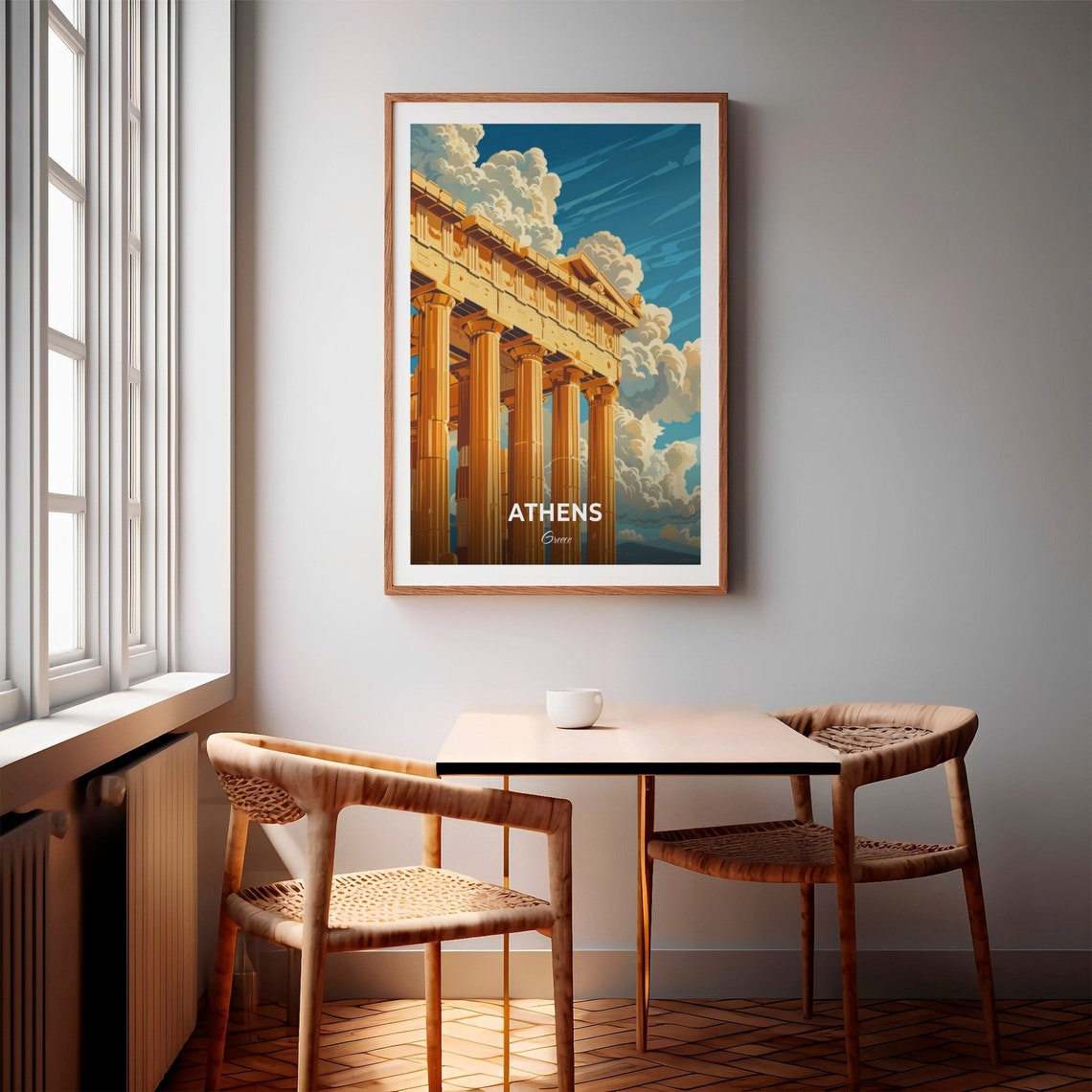 Athens Greece Parthenon Golden Columns Against the Clouds Poster - Image 2