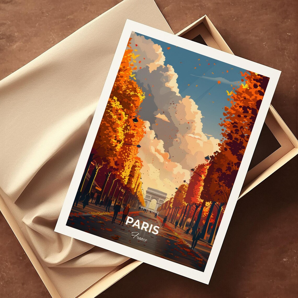 Paris France Arc de Triomphe Autumn Avenue Vintage Travel Poster - Image 4