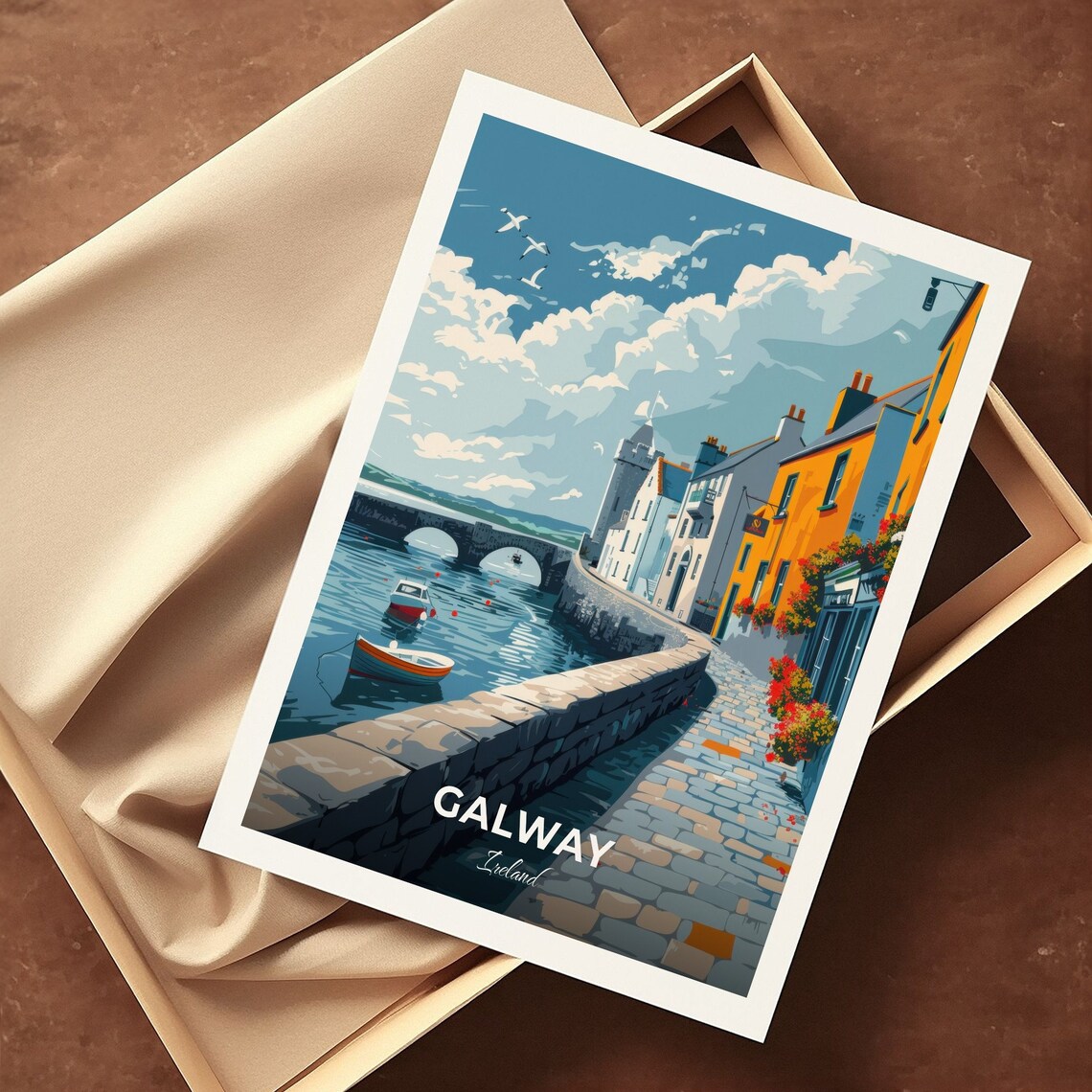 Galway Spanish Arch Riverside Cobblestone Street Ireland Travel Poster - Image 3