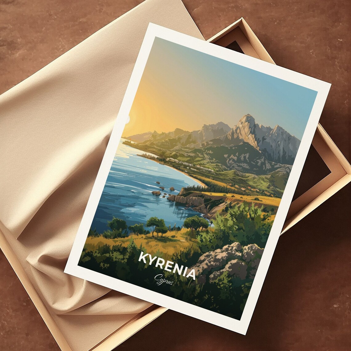 Kyrenia Cyprus Five Finger Mountains Coast Sea View Travel Poster - Image 3