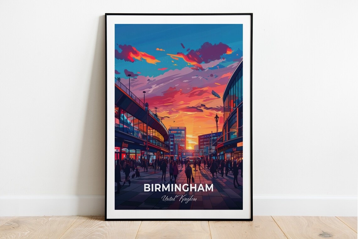 Birmingham Bullring Sunset Cityscape England United Kingdom Poster