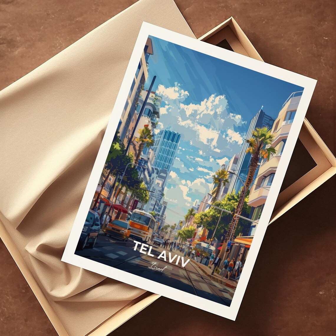 Tel Aviv Israel Rothschild Boulevard Palms City Street Travel Poster - Image 3