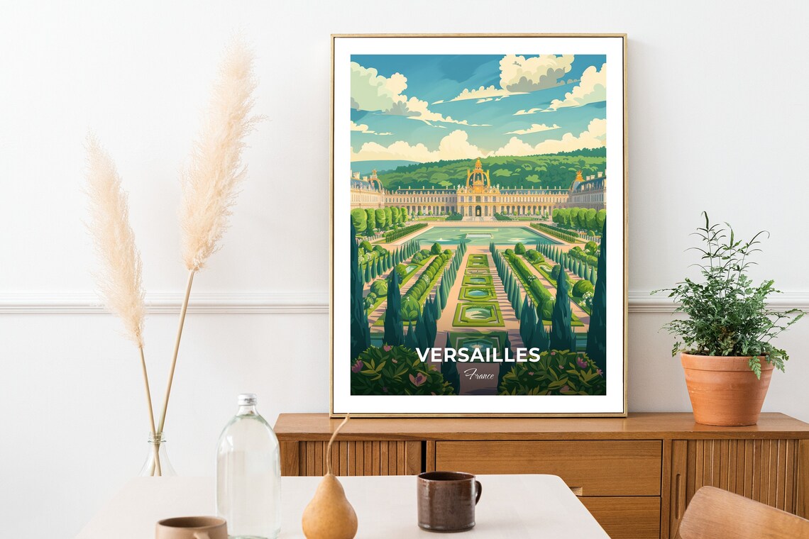 Versailles Gardens Palace Facade Parterre Vista Travel Scene Poster - Image 2