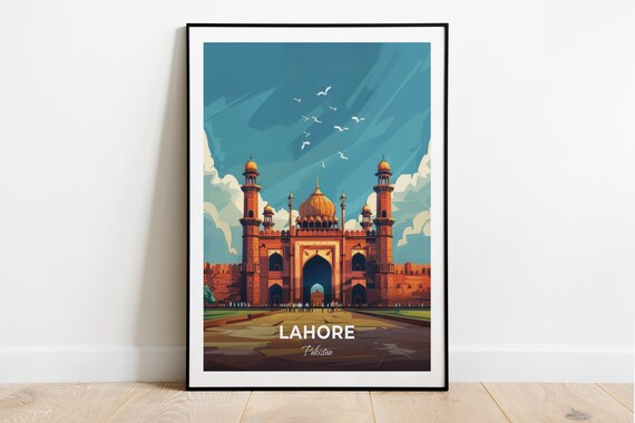 Lahore Pakistan Badshahi Mosque Grand Vivid Sandstone Poster