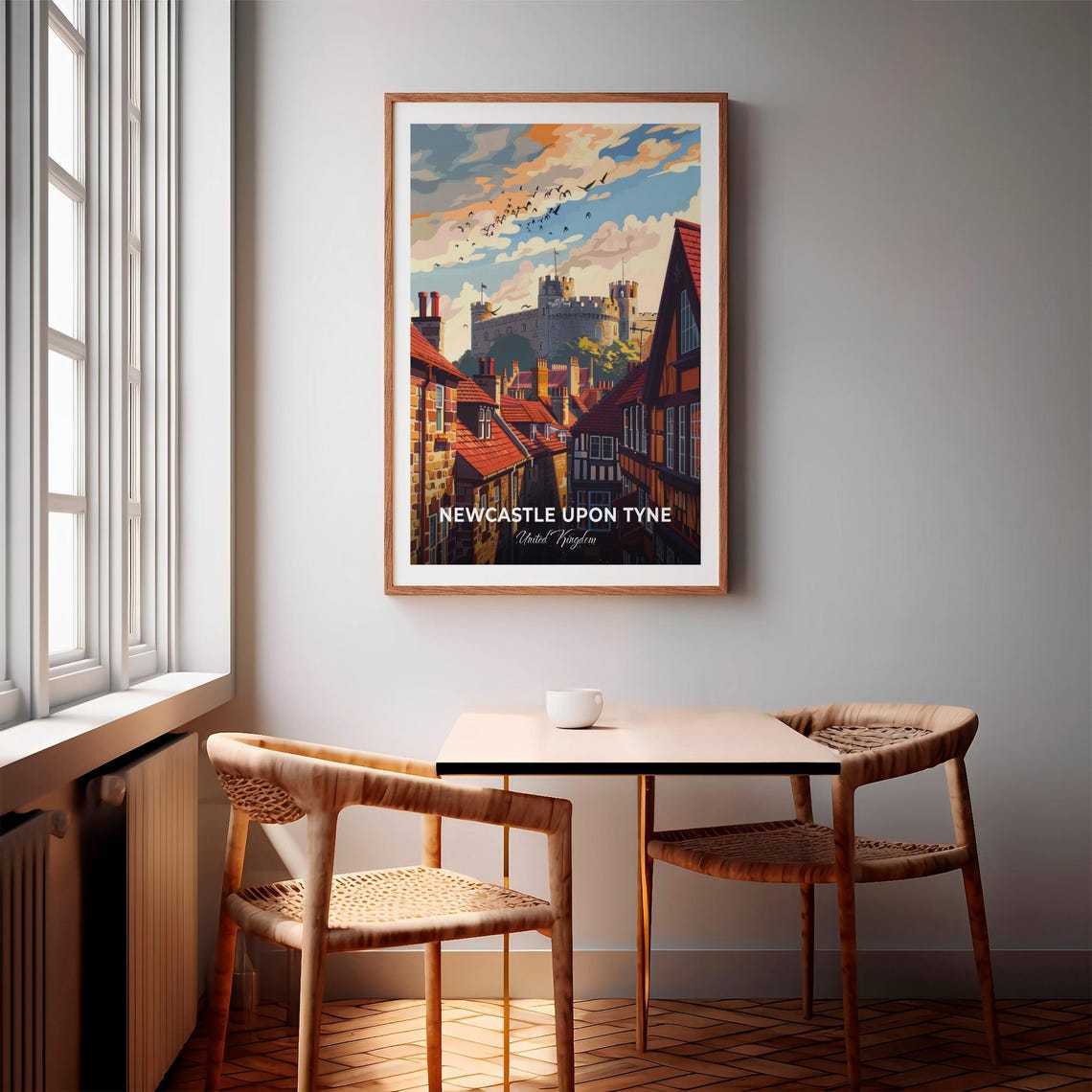 Newcastle Upon Tyne Castle Keep Red Rooftops Vintage Travel Poster - Image 3