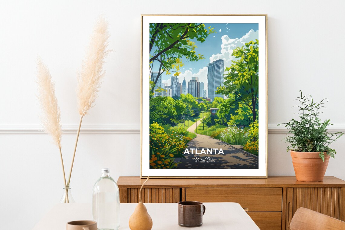 Atlanta Beltline Trail Green Park Path City Skyline Travel Poster - Image 2