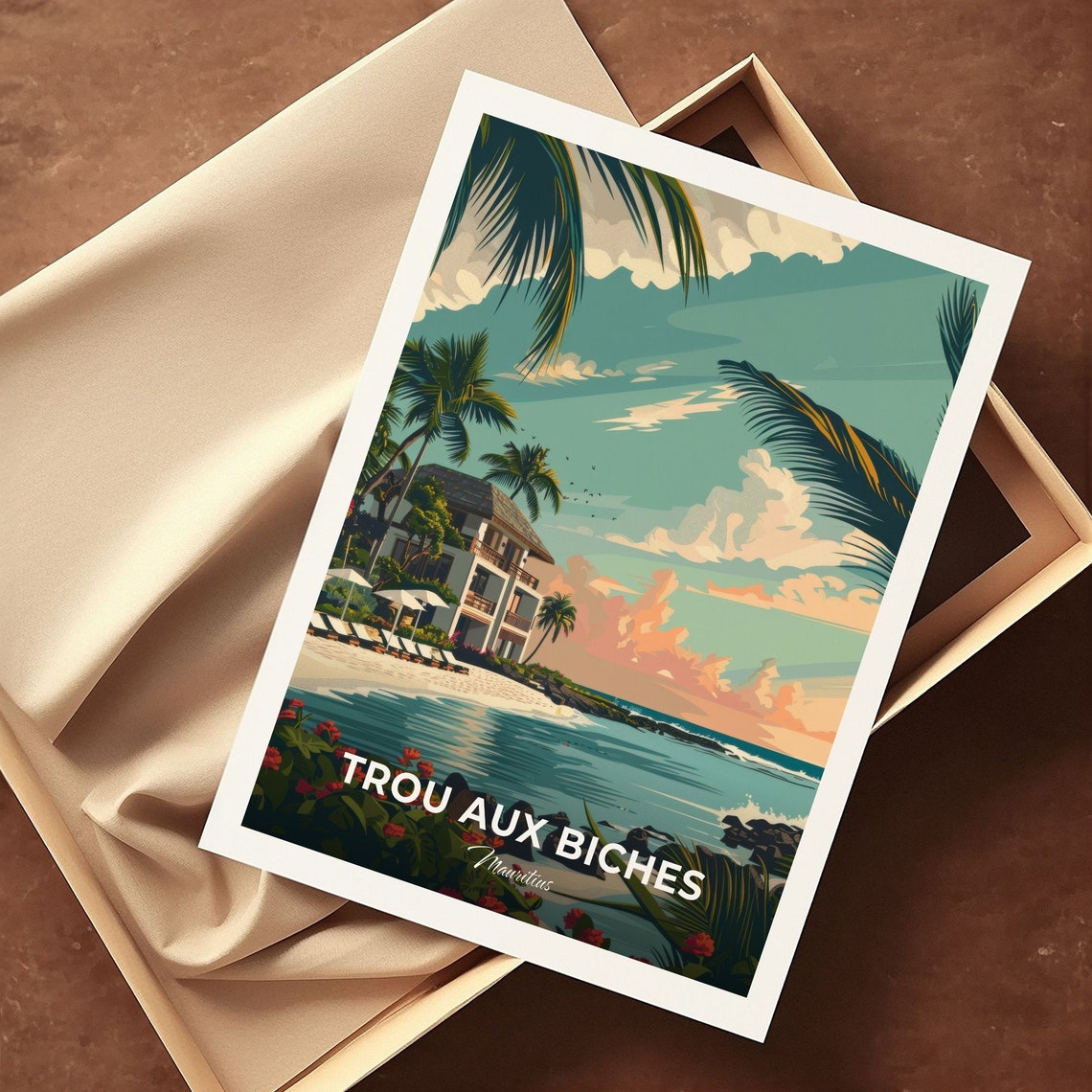 Trou Aux Biches Mauritius Tropical Beach Resort At Sunset Poster - Image 3
