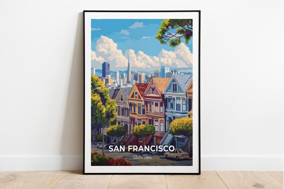 San Francisco Painted Ladies Victorian Houses Skyline Poster
