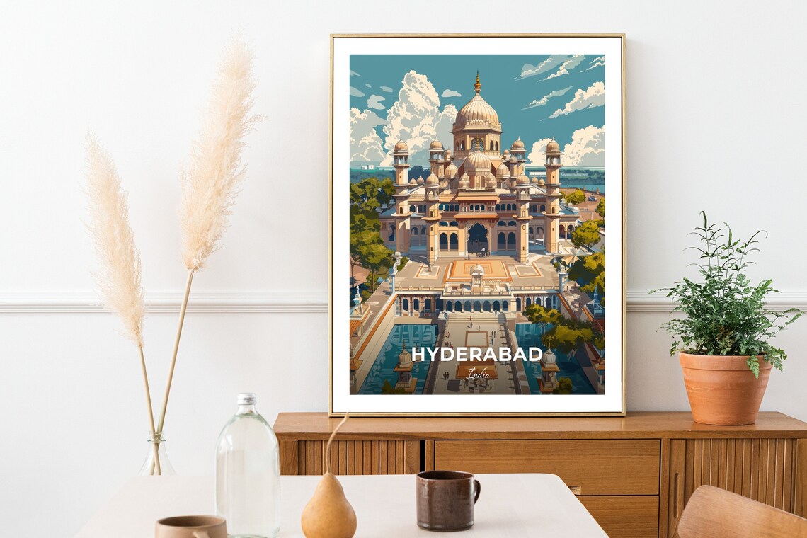 Hyderabad Birla Mandir Domed Temple Pools Aerial View Travel Poster - Image 2