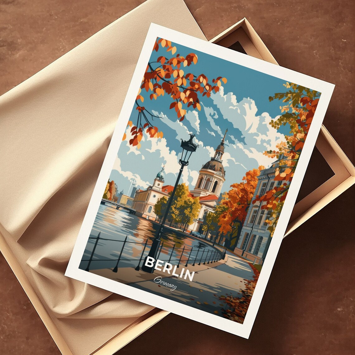 Berlin Charlottenburg Palace Autumn Riverside Germany Vintage Travel Poster - Image 3