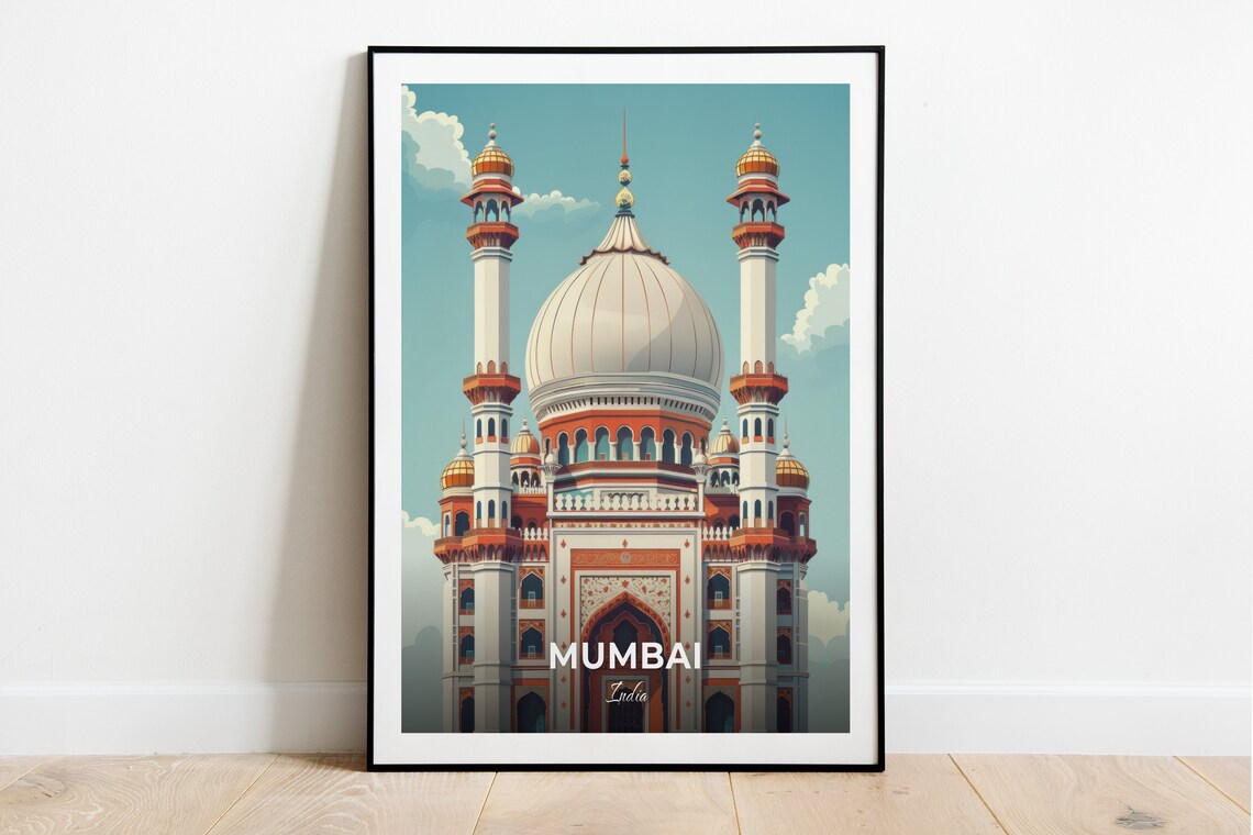 Mumbai India Haji Ali Dargah Mosque Dome Landmark Travel Poster