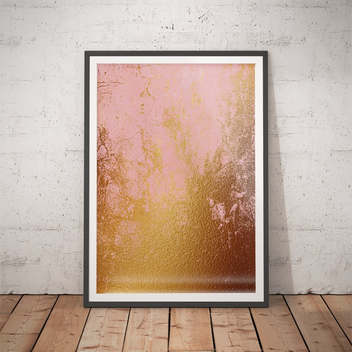 Pink Gold Foil Gradient Textured Glamorous Abstract Art Poster