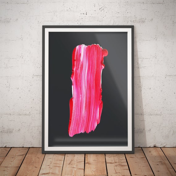Brush Stroke Art Prints No6 Pink Boho Chic Wall Decor Prints Vibrant Art Living Room Prints Interior Design Anthracite