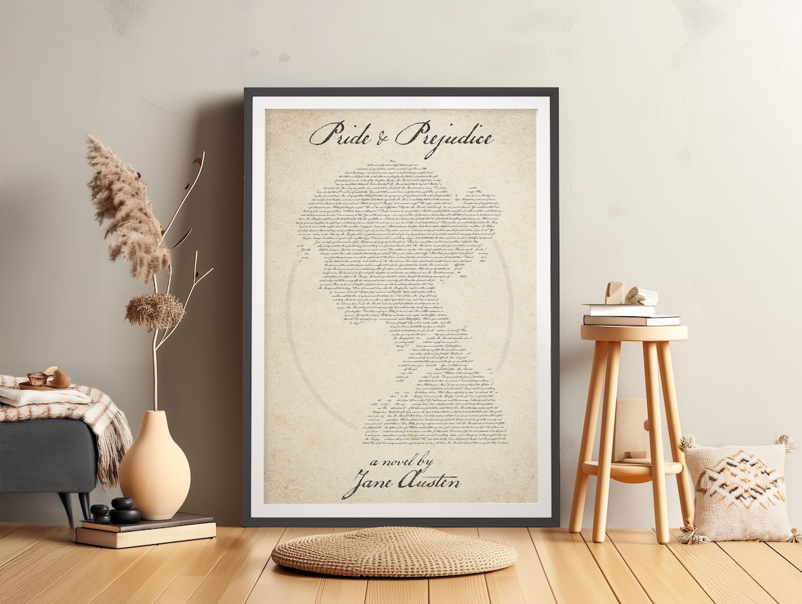 Pride And Prejudice Poster, Jane Austen Bookish Decor