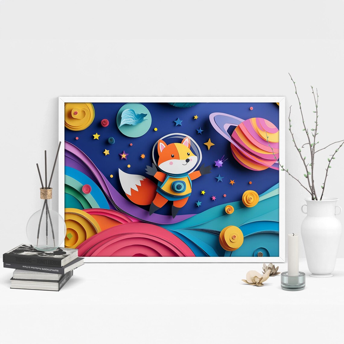 Space Adventure Fox Nursery Art Print, Kids Room Decor - Image 3