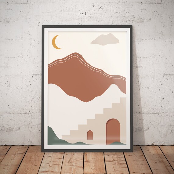 No1 Abstract Landscape Art Print Line Art Mountain Print Hills Modern Wall Art Contemporary Prints Geometric Landscape