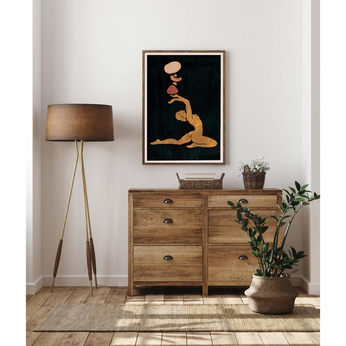 Golden Dancer Balancing Stones Deep Green Poster for Modern Home Decor - Image 2