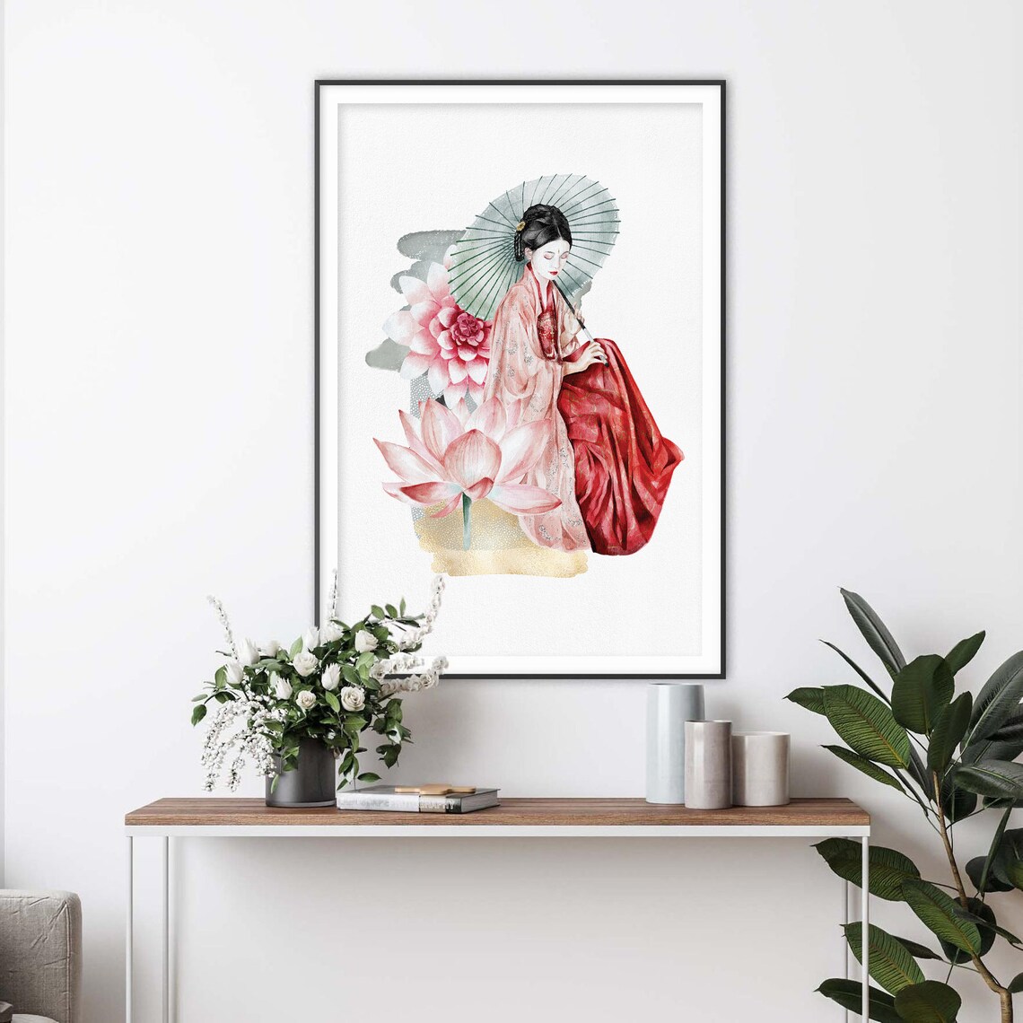 Japanese Poster No4 Japanese Female Asian Art Oriental Watercolor Japan Art Japanese Art Japanese Decor - Image 2