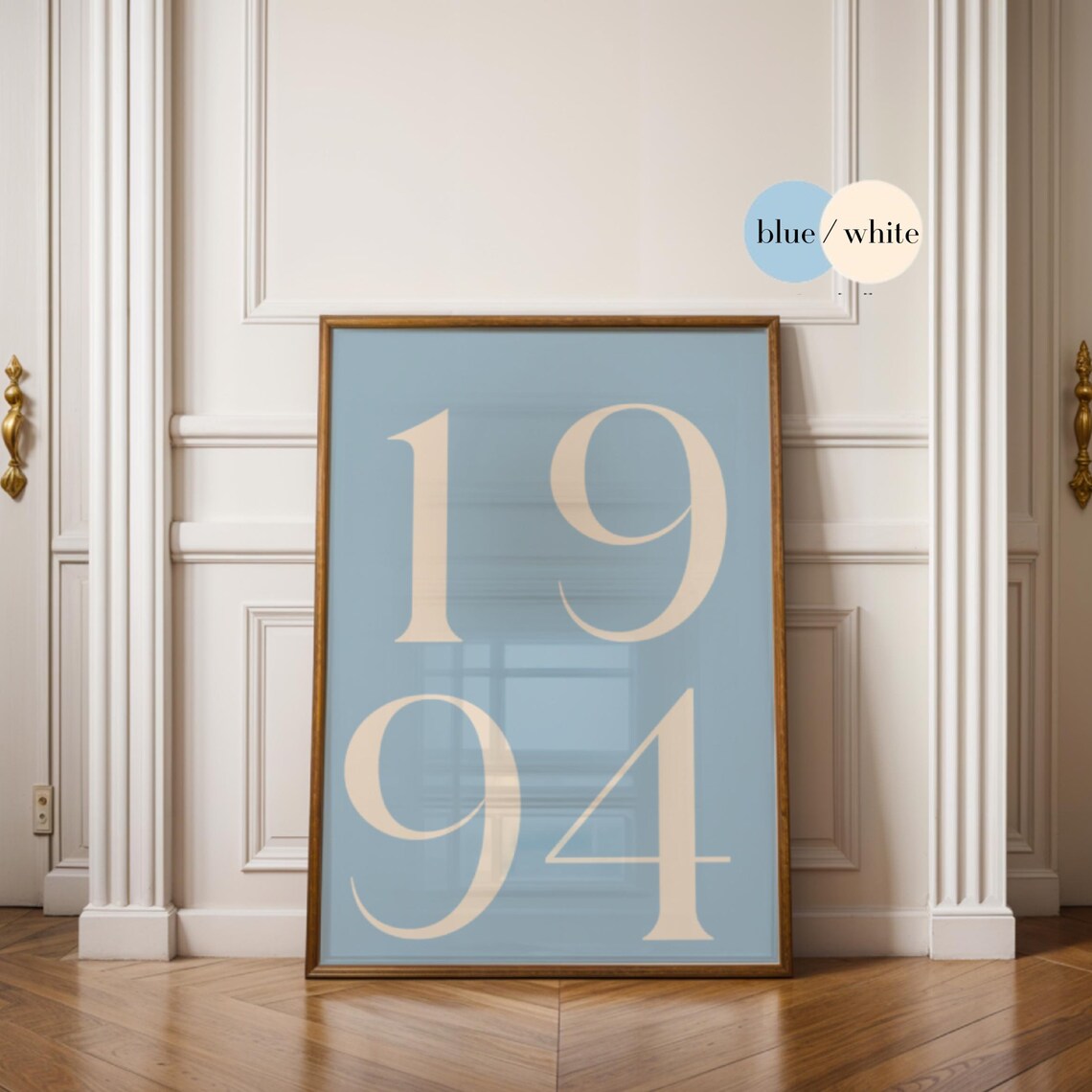 Retro 1994 Birth Year Number Personalized Blue Birthday Poster