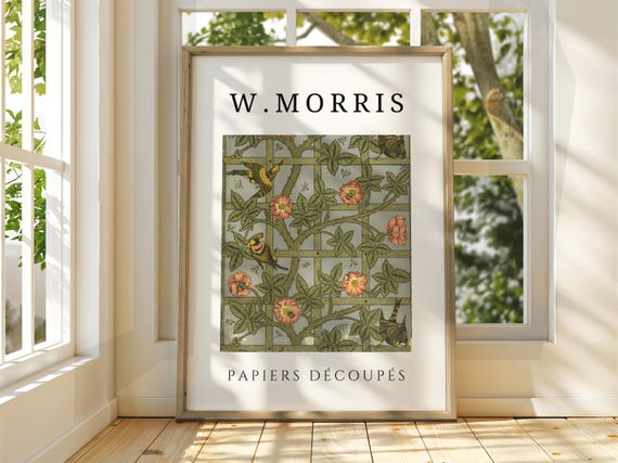 William Morris Style Floral Poster Exhibition Gallery Print Wall Art Trees Stars Moon Flowers
