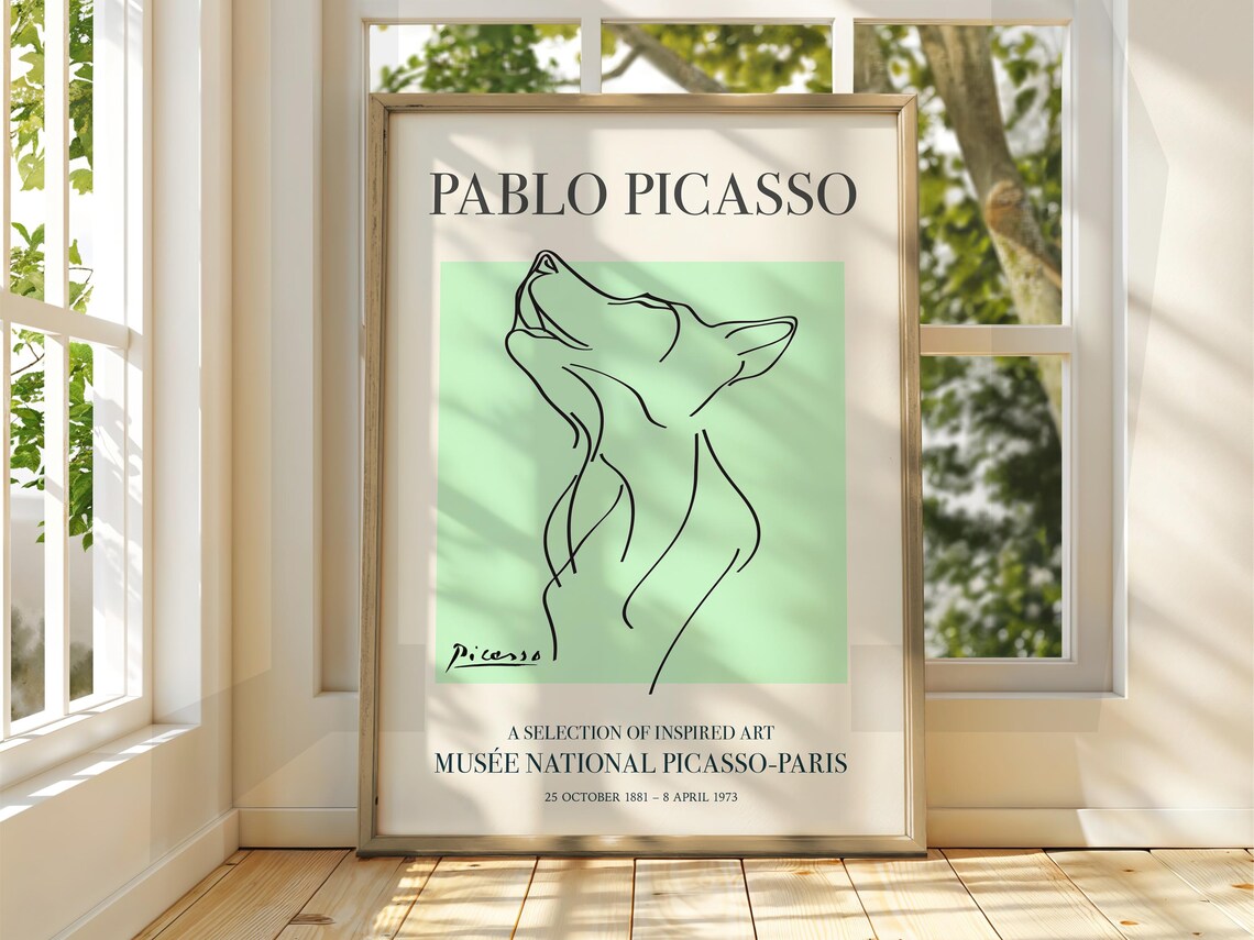 Pablo Picasso Wolf Line Art Minimalist Exhibition Gallery Poster