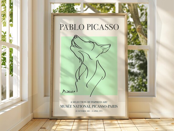 Pablo Picasso Wolf Line Art Minimalist Exhibition Gallery Poster