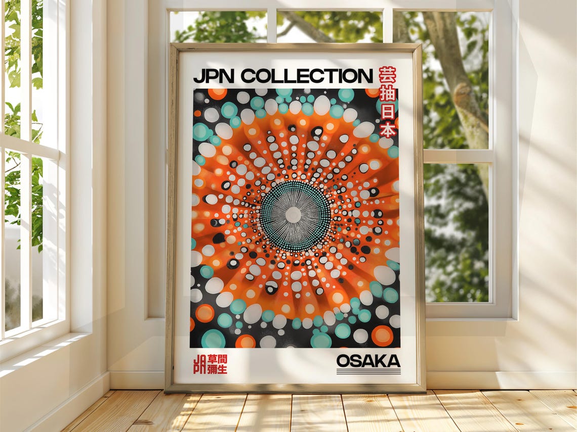 Yayoi Kusama Osaka Mandala Sunburst Orange Dot Art Japan Poster