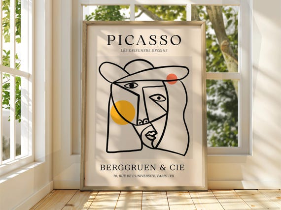 Pablo Picasso Art Exhibition Print Line Floral Poster Gallery Home Decor