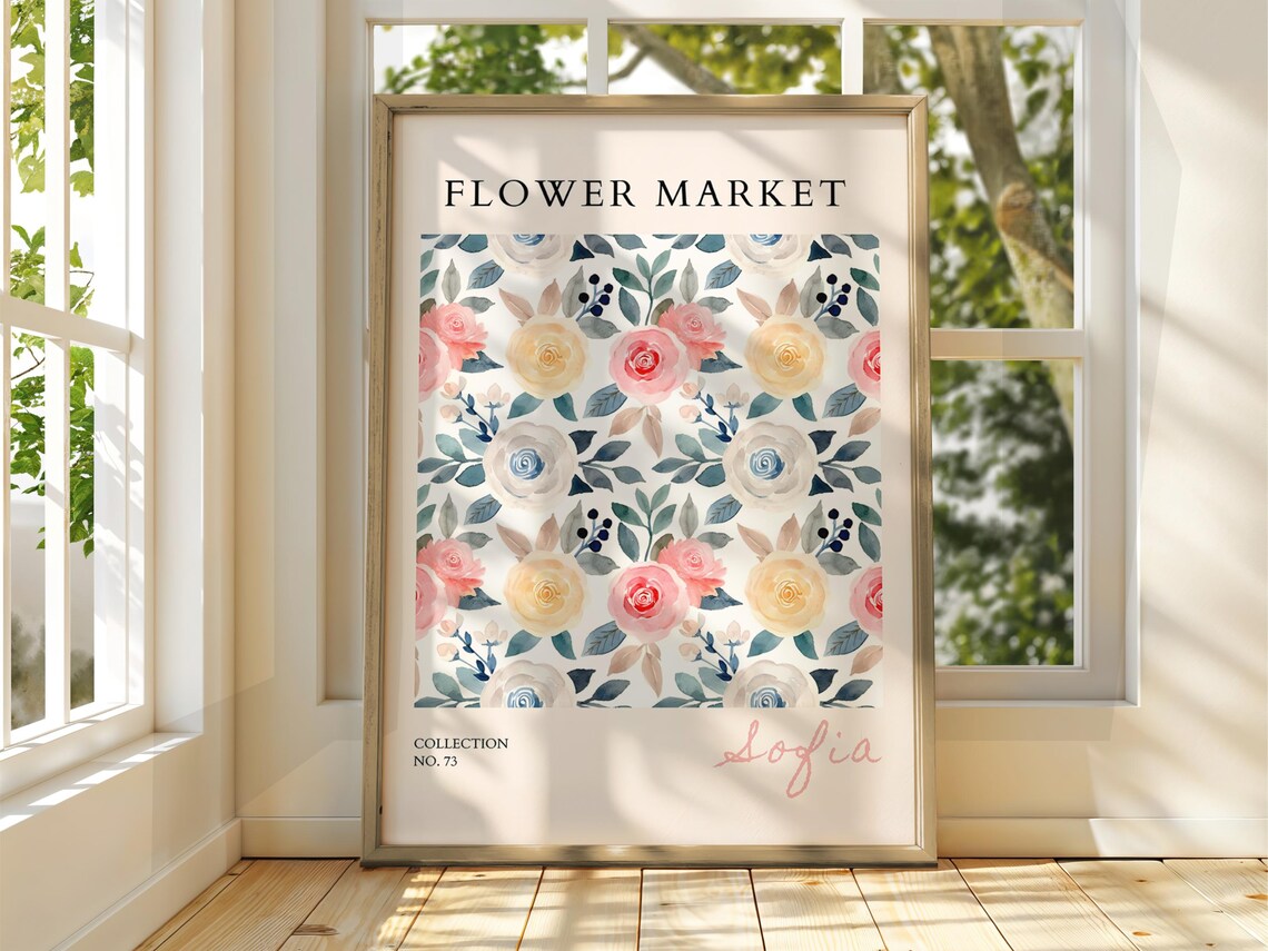 Flower Market Sofia Blush Rose Garden Botanical Exhibition Poster