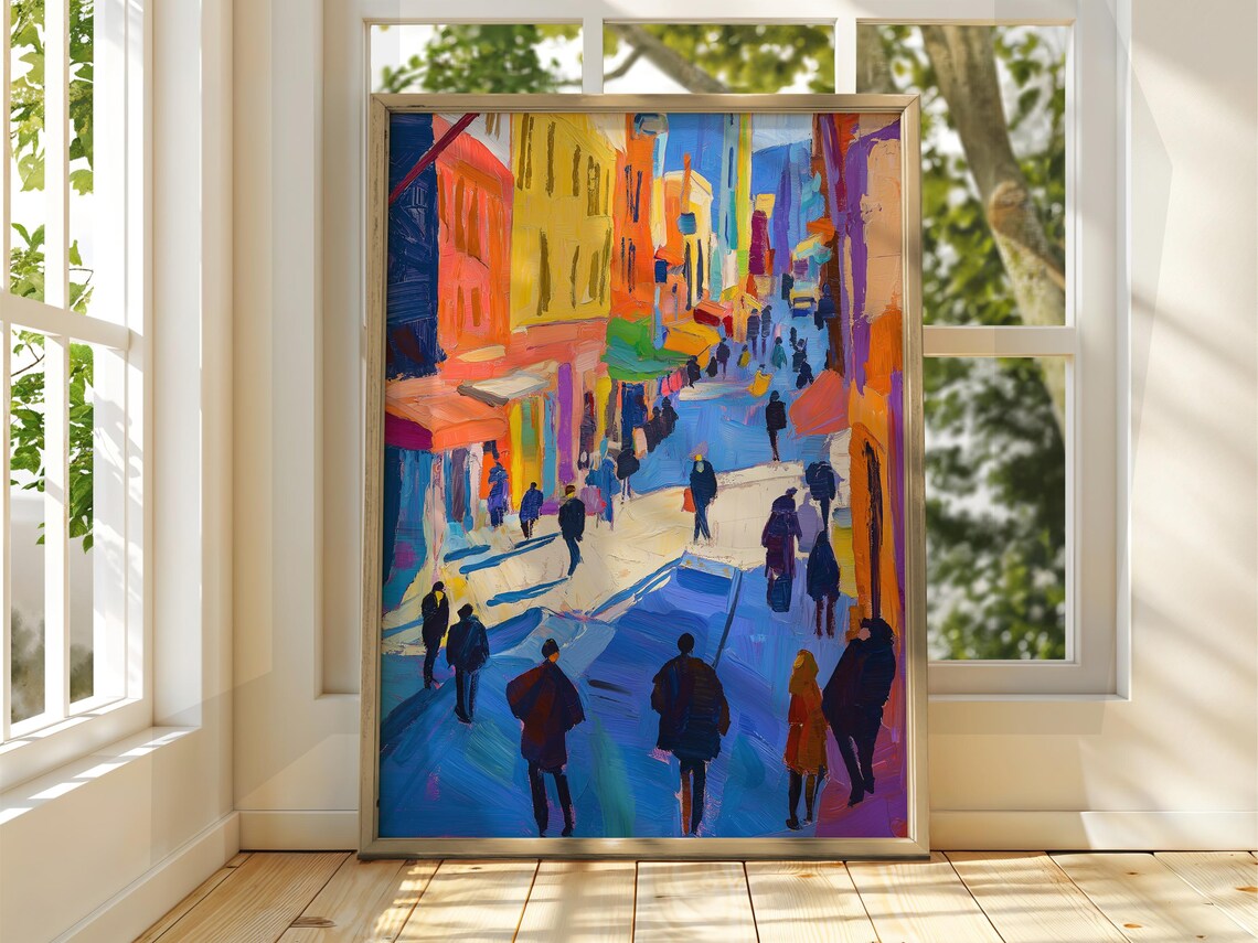 Matisse Style City Street Painting Crowd Figures Impressionist Poster