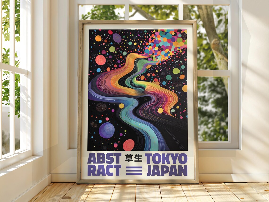 Abstract Dotted Cosmic Wave Tokyo Japan Exhibition Style Poster