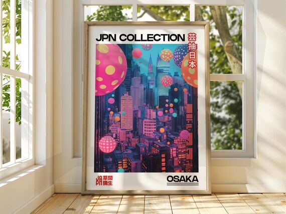 Abstract Art Poster City Exhibition Japanese Gallery Print Bright Dot Japan Colour