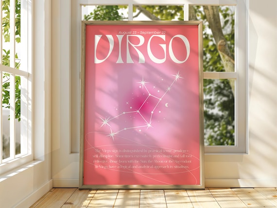 Virgo Poster Star Sign Wall Art Astrology Spiritual Zodiac Gift For