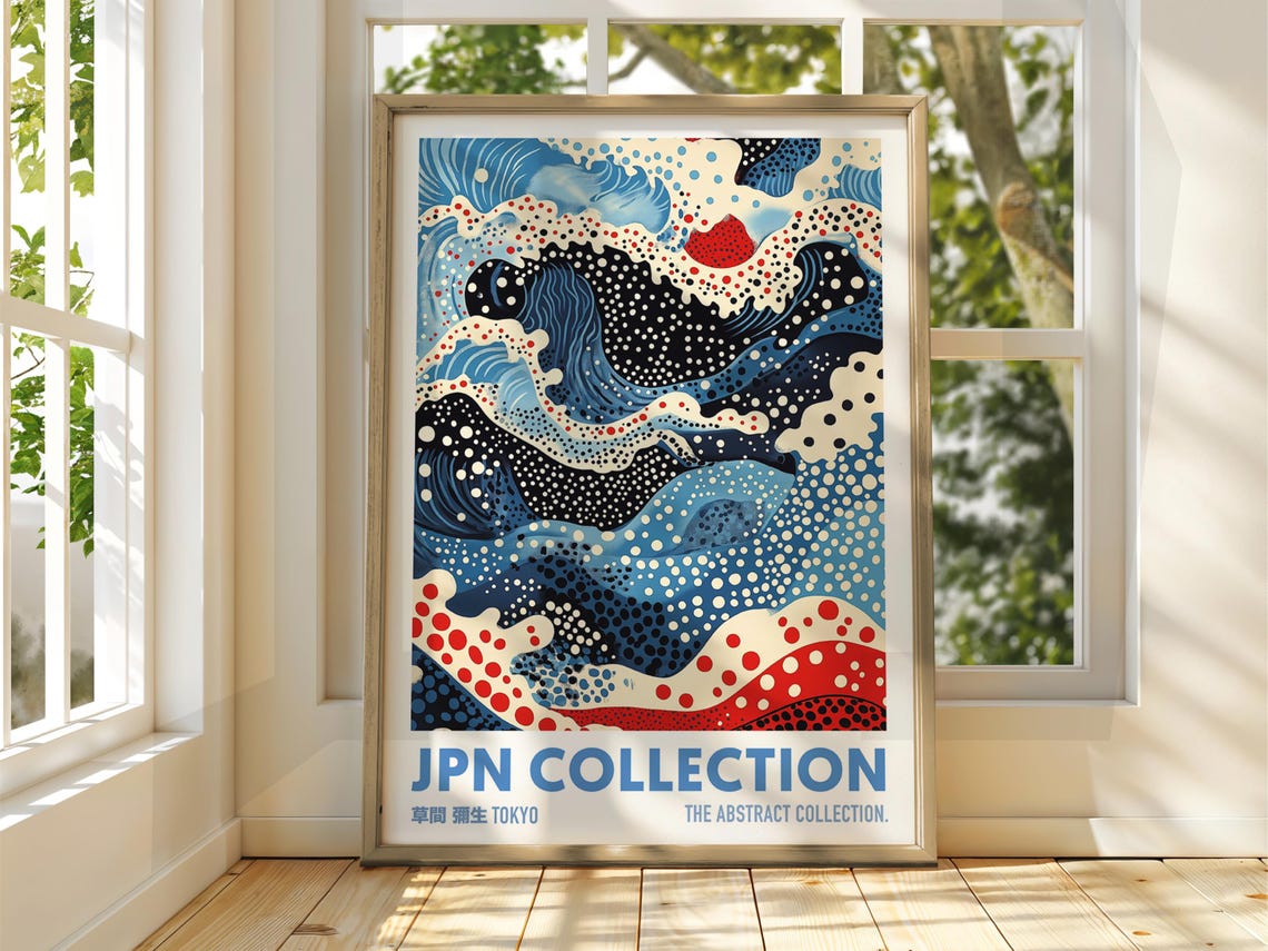 Yayoi Kusama Dot Waves Japanese Abstract Tokyo Collection Poster