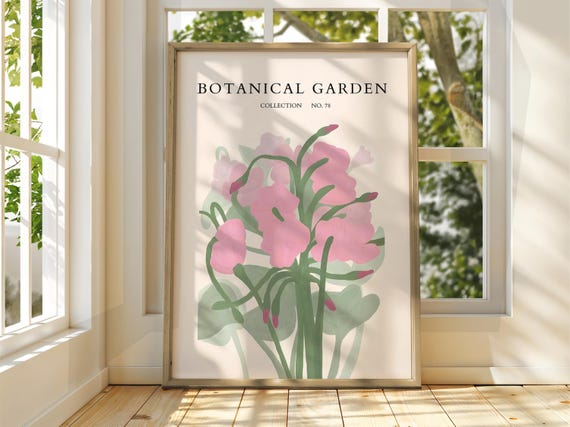 Botanical Garden Poster Exhibition Gallery Print Flower Market Wall Art Floral Pastel Flowers Botanic