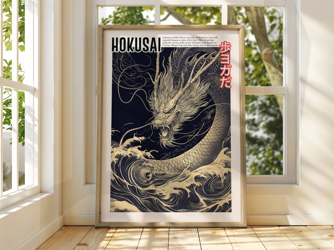 Hokusai Dragon Ukiyo-e Japanese Art Poster