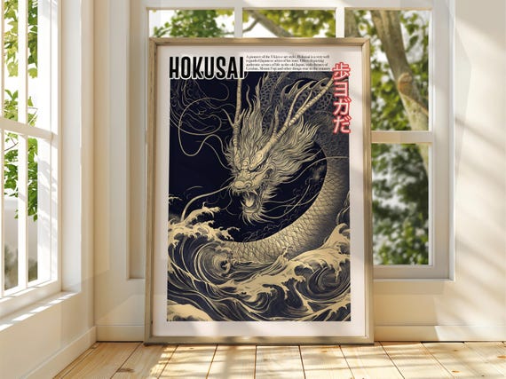 Hokusai Dragon Ukiyo-e Japanese Art Poster