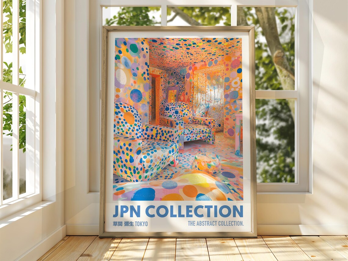 Abstract Dot Poster Lounge Art Exhibition Japanese Gallery Print Colour