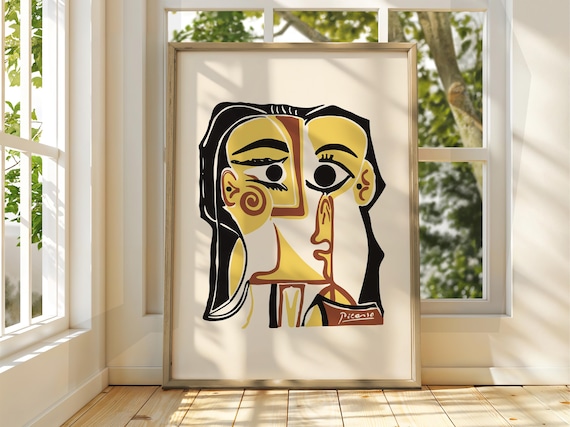 Picasso Cubist Portrait Yellow Black Abstract Face Art Museum Poster