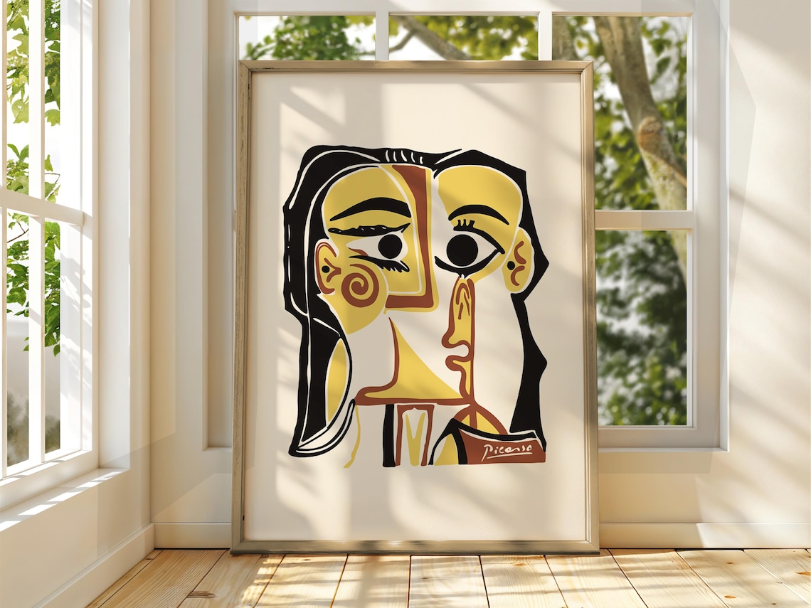 Picasso Cubist Portrait Yellow Black Abstract Face Art Museum Poster