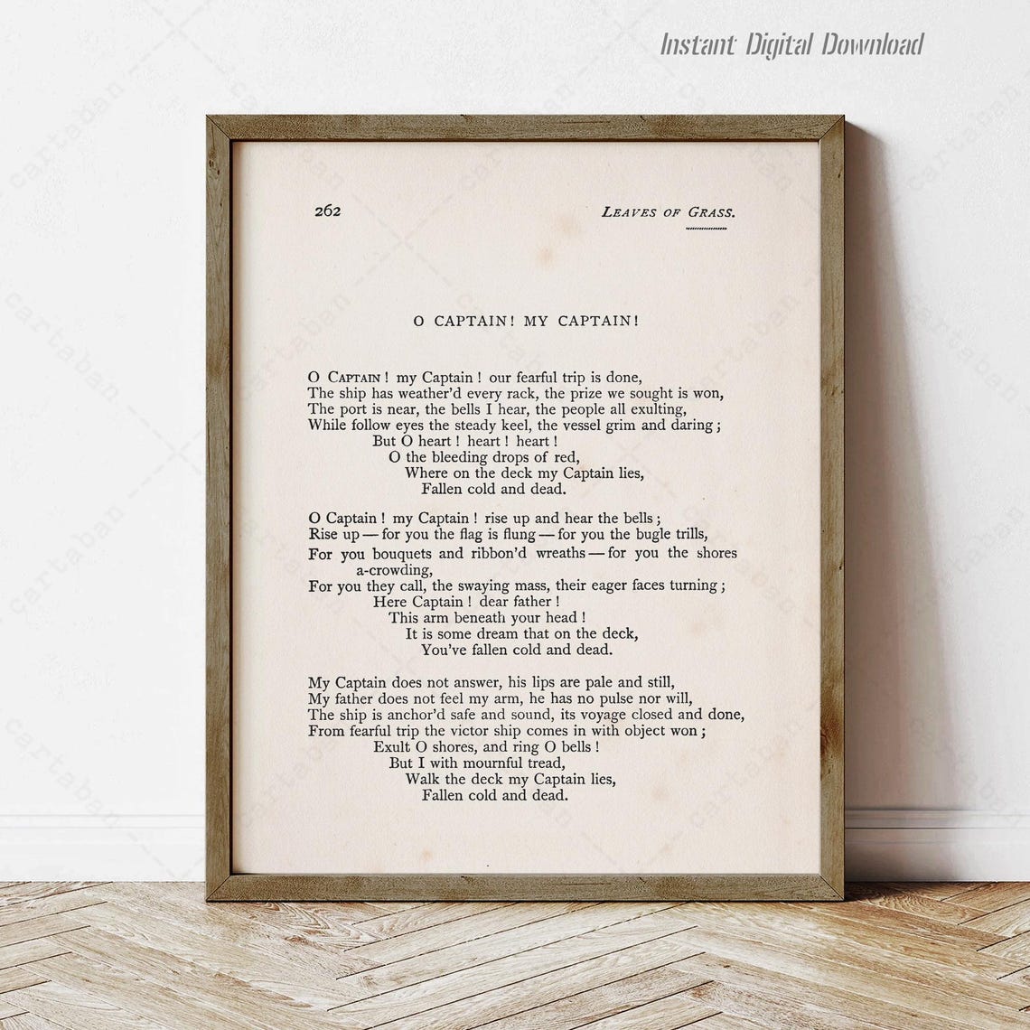 Walt Whitman O Captain My Captain Poem Leaves Of Grass Page Poster