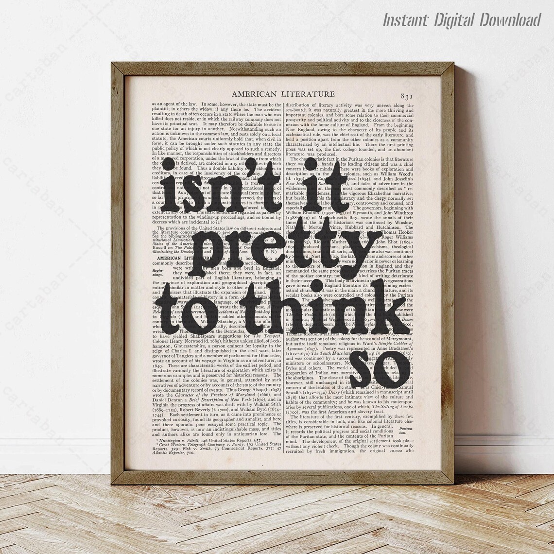 Ernest Hemingway Isnt It Pretty To Think So Sun Also Rises Quote Poster