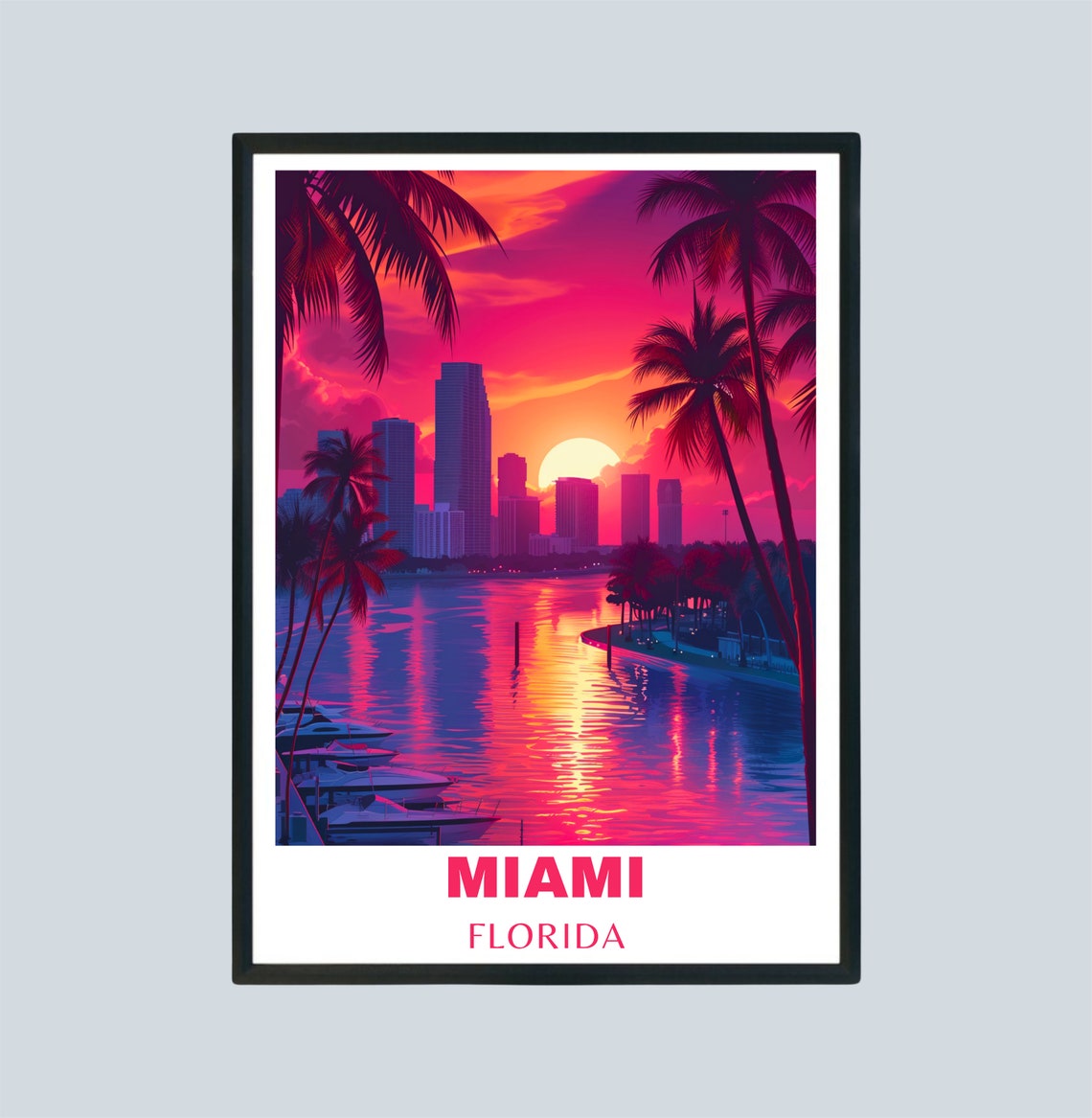 Miami Poster Travel Print Florida Wall Art Miami Travel Poster Print Miami Art Florida Travel Poster Travel Gift