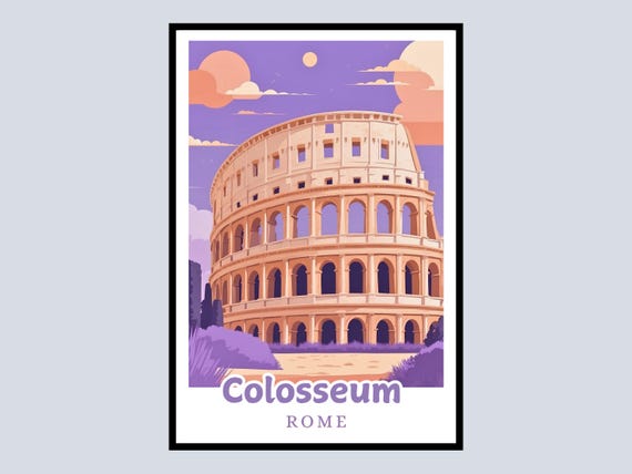 Rome Colosseum Framed Poster Italy Travel Roman Landmark Art Print Unique Gift Vacation Souvenir Wall