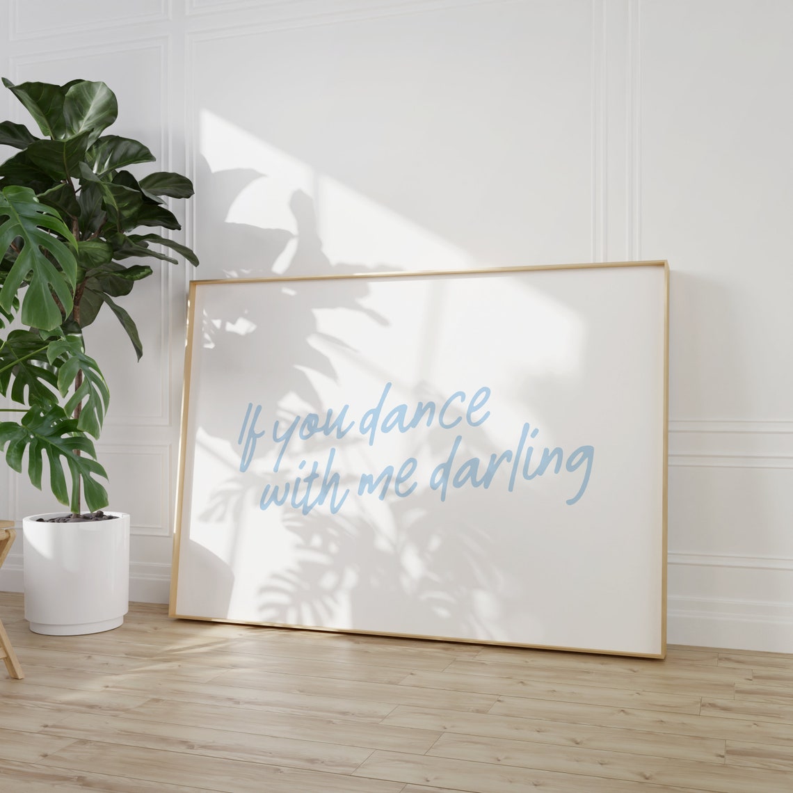 If You Dance With Me Darling Light Blue Script Minimal Poster - Image 2