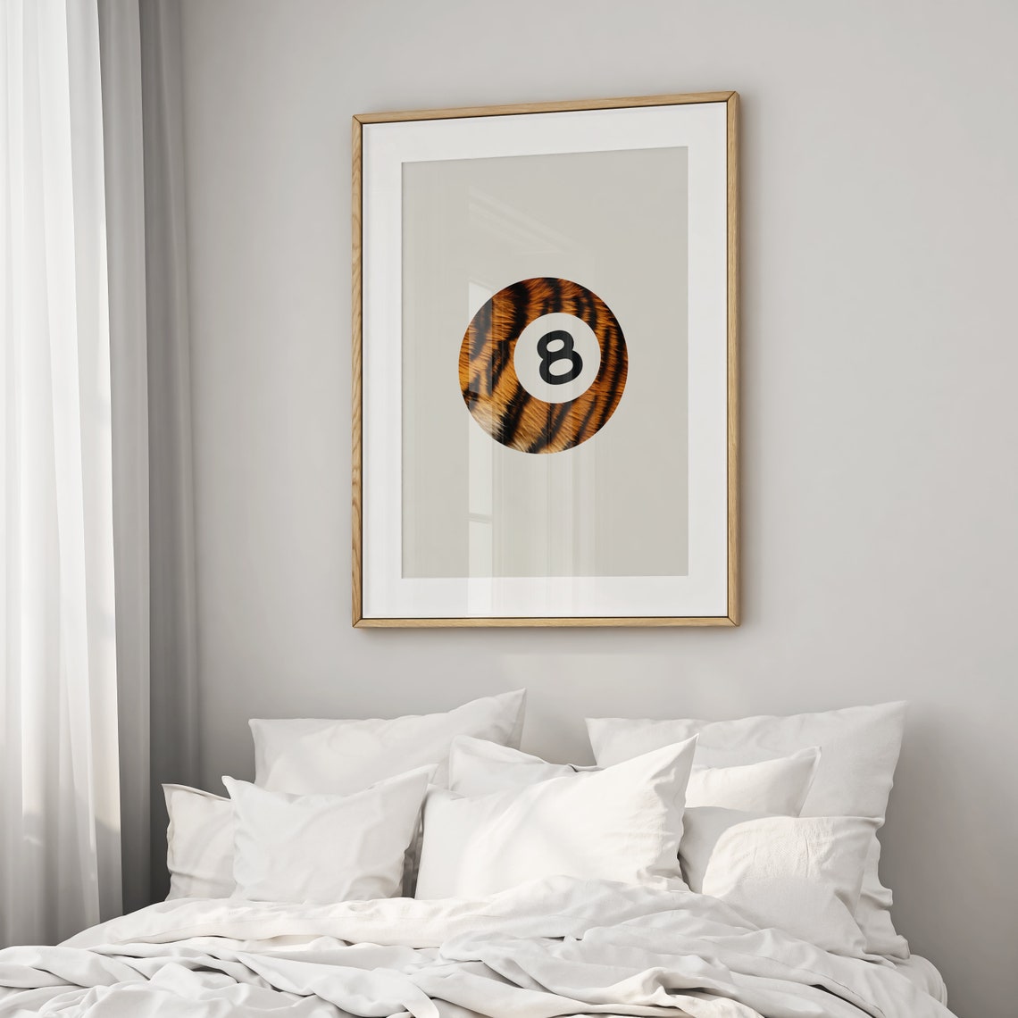 Tiger Stripe 8 Ball Minimalist Retro Animal Style Art Poster - Image 2