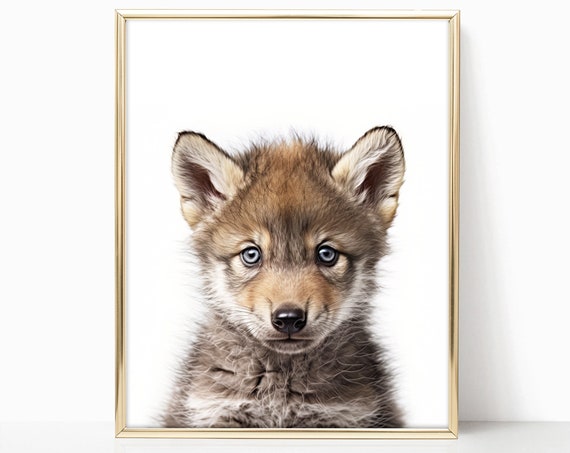 Baby Wolf Nursery Decor Woodland Nursery Art Framed Print For Baby Room Forest Animals Theme Baby Animals Wall Art Poster Prints