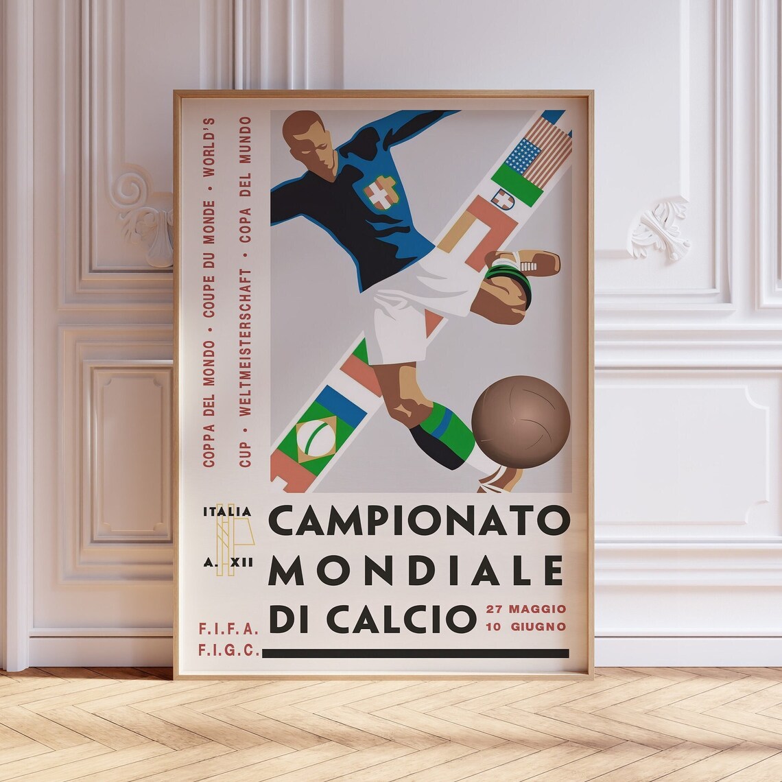 World Cup 1934 Vintage Football Travel Poster