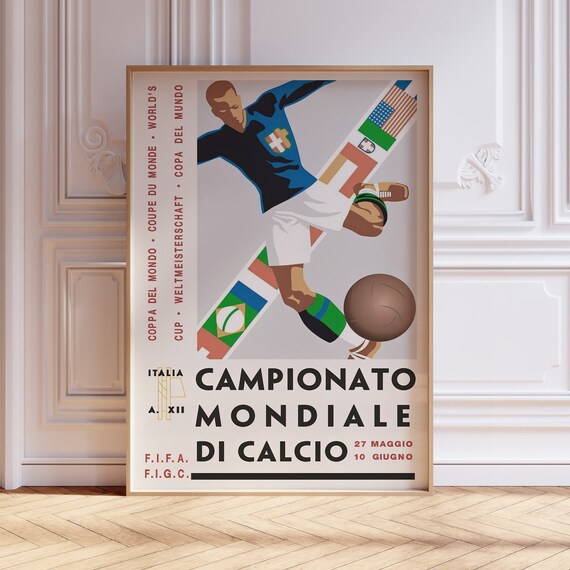 World Cup 1934 Vintage Football Travel Poster